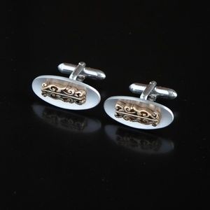 Vtg SWANK Cufflinks Silver & Gold Tone Cufflinks